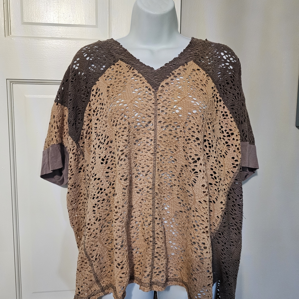 Brown and Tan Women Top